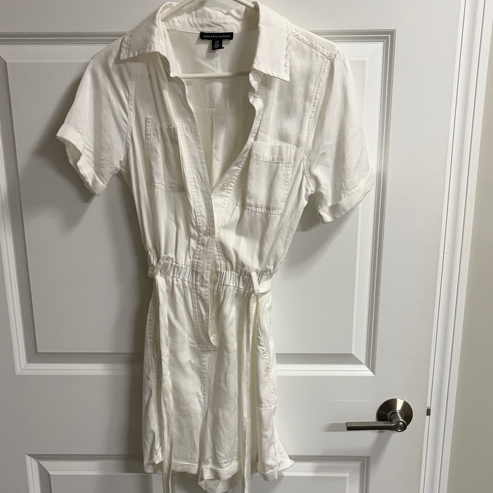 Saks Fifth Avenue White Short Sleeve Dress